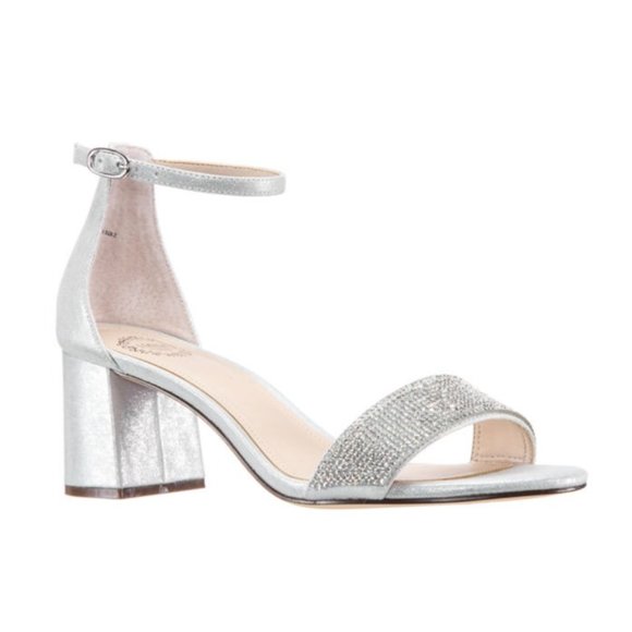 I. Miller Women's Emely Open Toe Heels Silver Dress Shoes - Picture 1 of 6